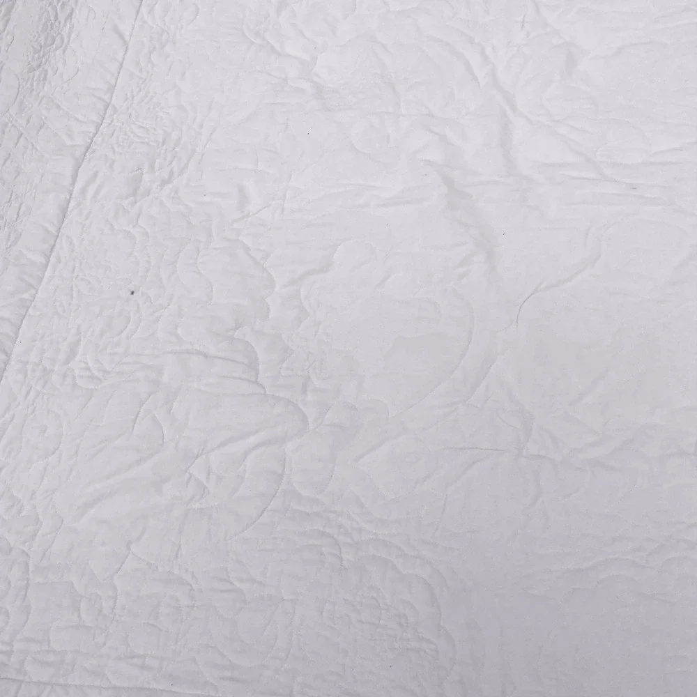Vtg White Battenberg Lace Floral Machine Quilted Cotton Quilt Coverlet READ